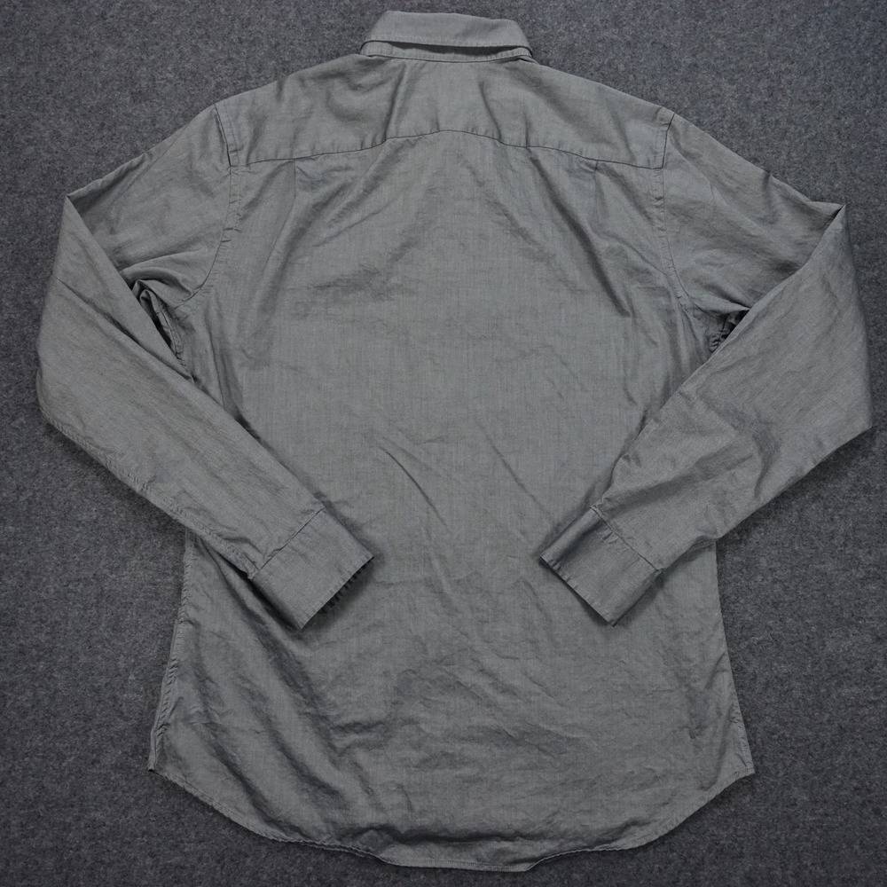 Teddy Stratford Button Up Zip Shirt Men Size 5 Long Sleeve Cotton Grey - Picture 8 of 11